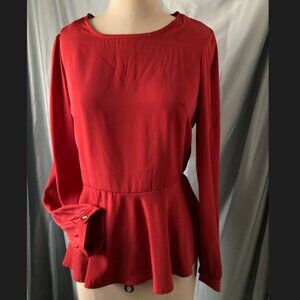 Honey Punch Peplum Top long sleeve Burnt Orange